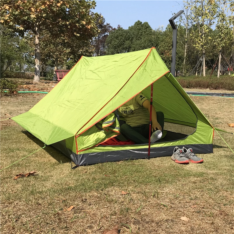 Cheap Goat Tents Ridge 2 Man Ultralight Single Layer A shape Tent Trekking Hiking Rainproof Travel Equipment Tents 